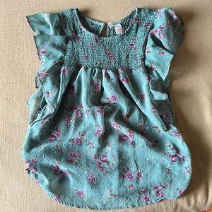 blue green flowy floral blouse